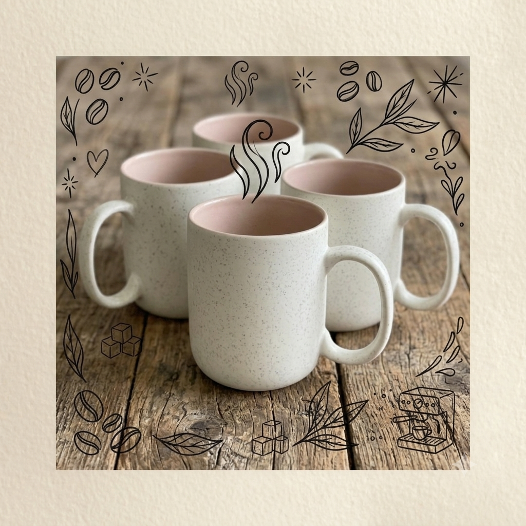 CERAMIC OFF-WHITE SPECKLED MUGS