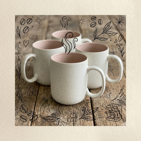 CERAMIC OFF-WHITE SPECKLED MUGS