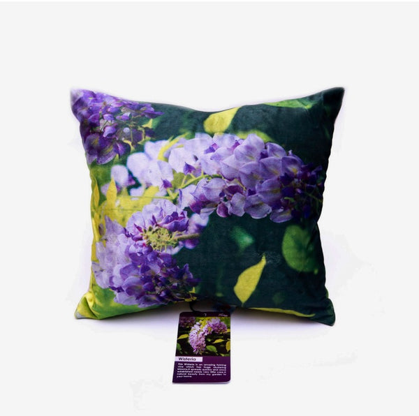 2 WISTERIA CUSHION COVERS AND 2 CERAMIC MUGS