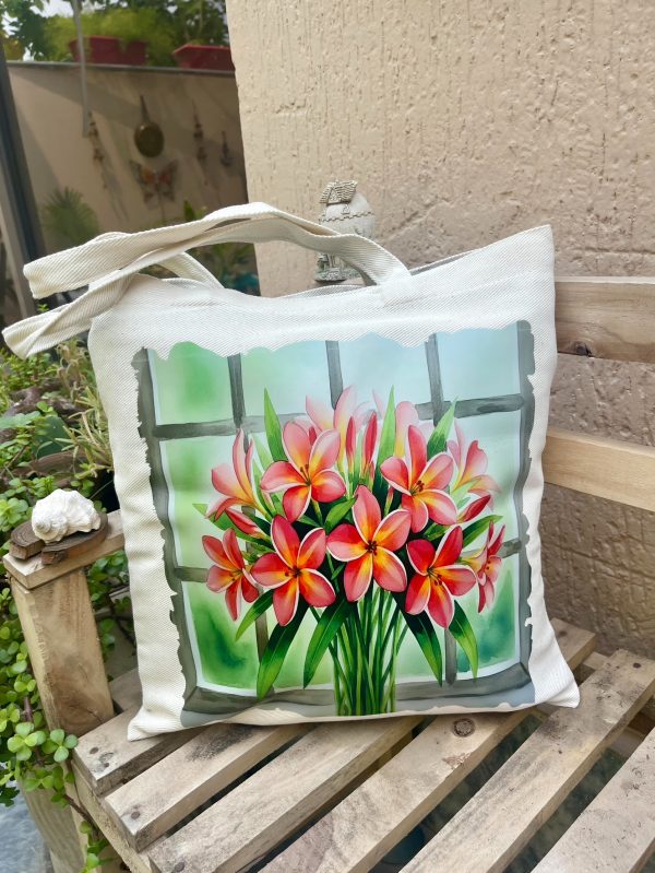 PLUMERIA BUNCH ART TOTE